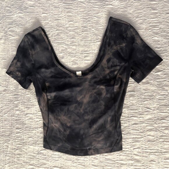 EXCELLENT Lululemon Align T-Shirt Diamond Dye True Navy Nulu Yoga Cropped Top 0 - Picture 2 of 7